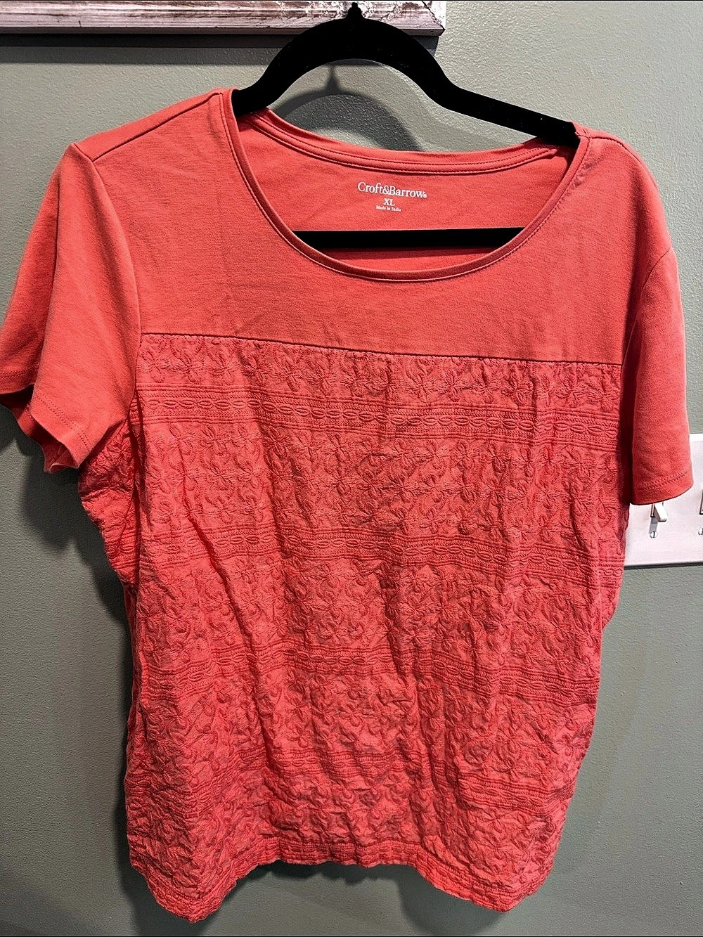 Croft & Barrow Floral Short Sleeve Cotton Top XL